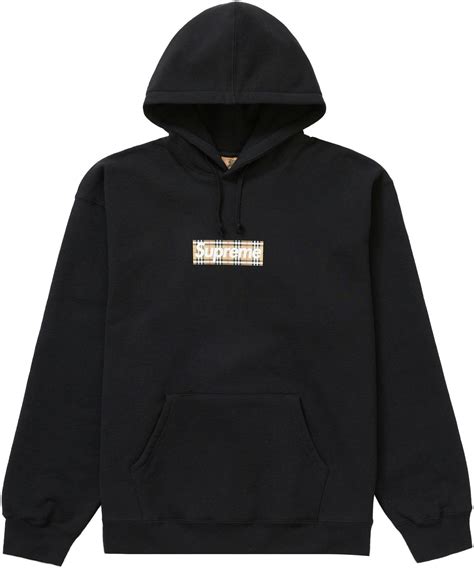 supreme burberry box logo hooded sweatshirt black|supreme Burberry hooded sweatshirt.